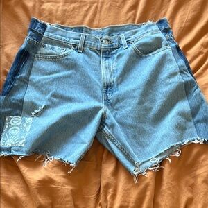 Levi's Blue Jean Shorts with Patch Detail